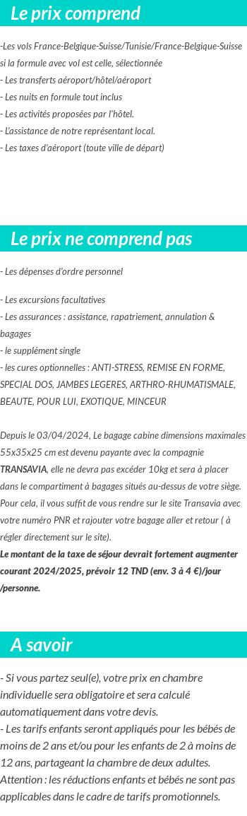 Conditions tarifaires