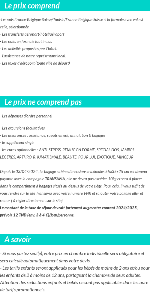 Conditions tarifaires