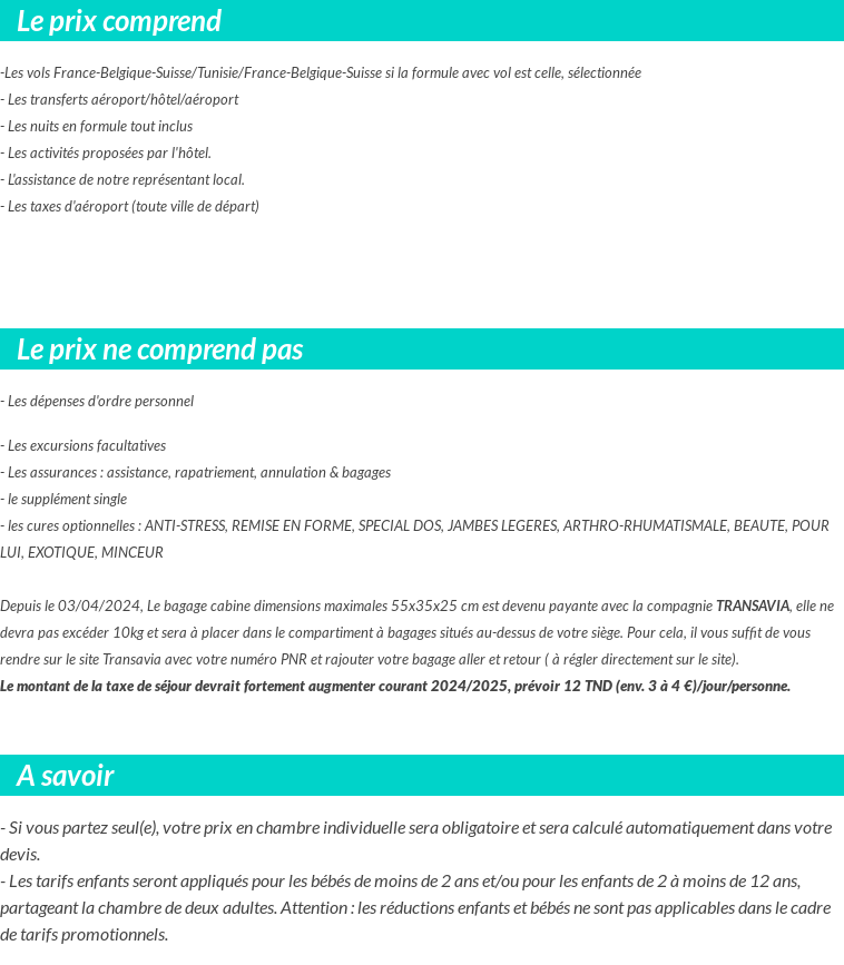 Conditions tarifaires