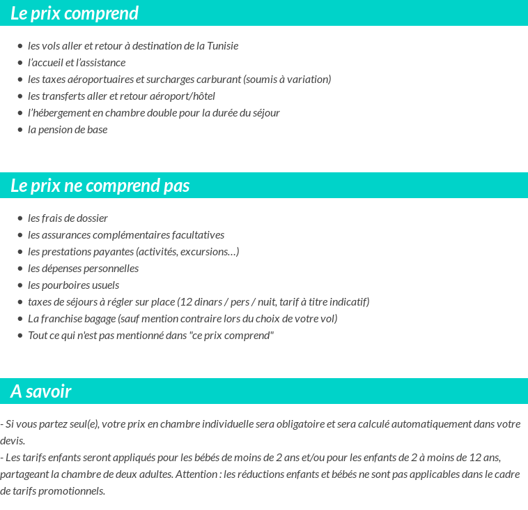Conditions tarifaires