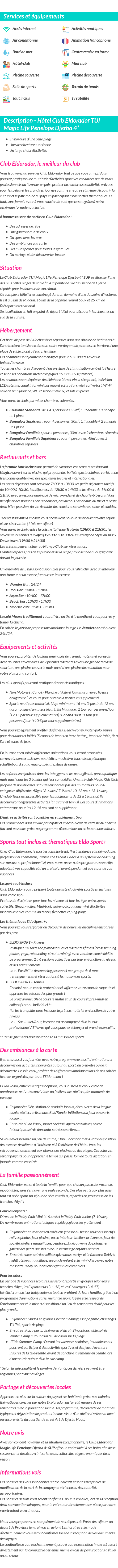 Détails du séjour