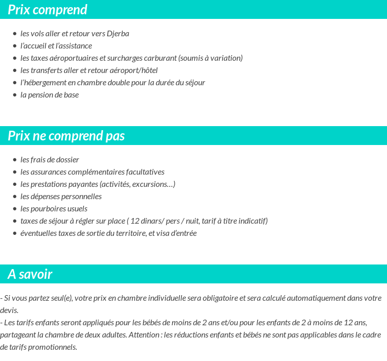 Conditions tarifaires