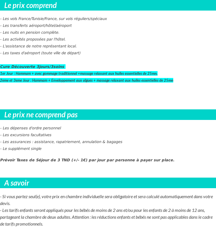 Conditions tarifaires