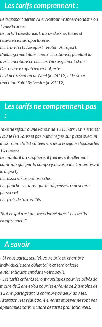 Conditions tarifaires