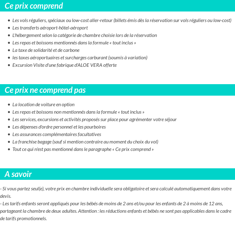 Conditions tarifaires