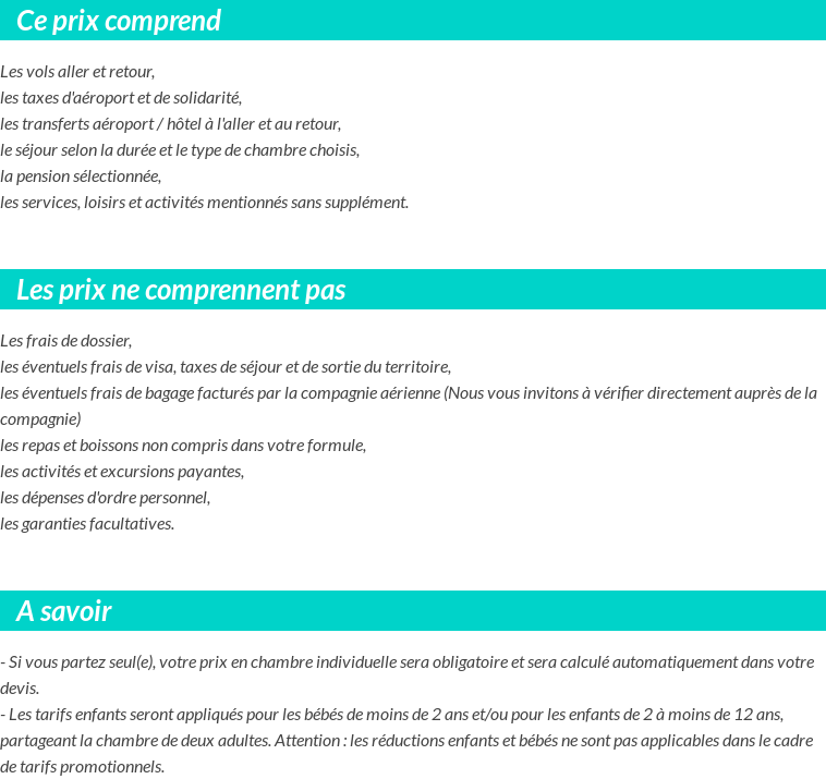 Conditions tarifaires