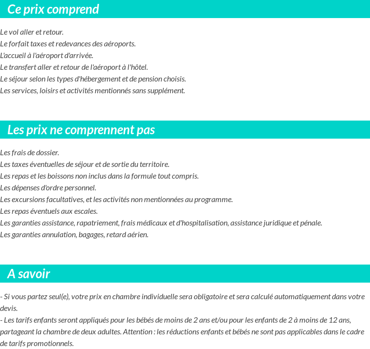 Conditions tarifaires