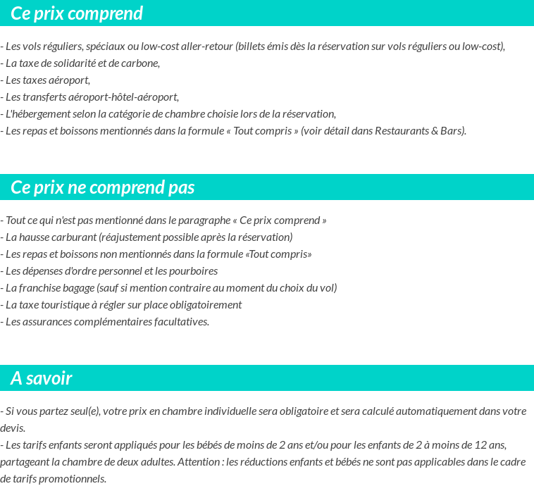 Conditions tarifaires