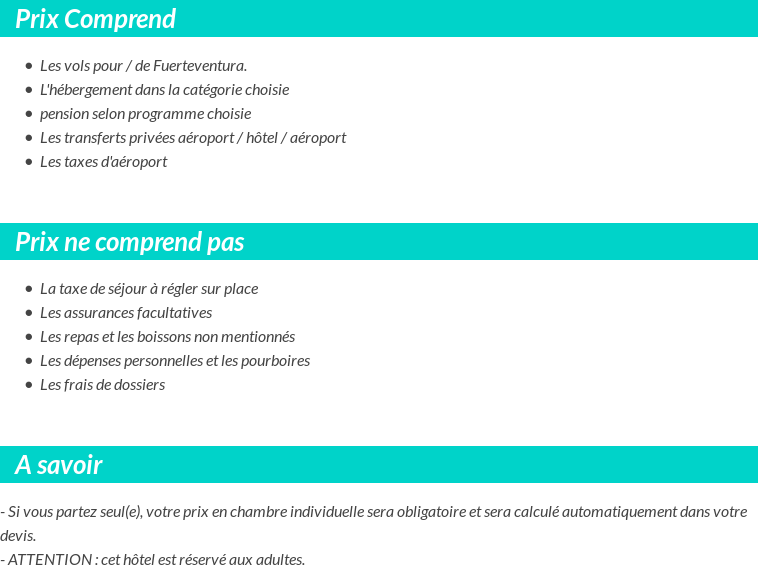 Conditions tarifaires