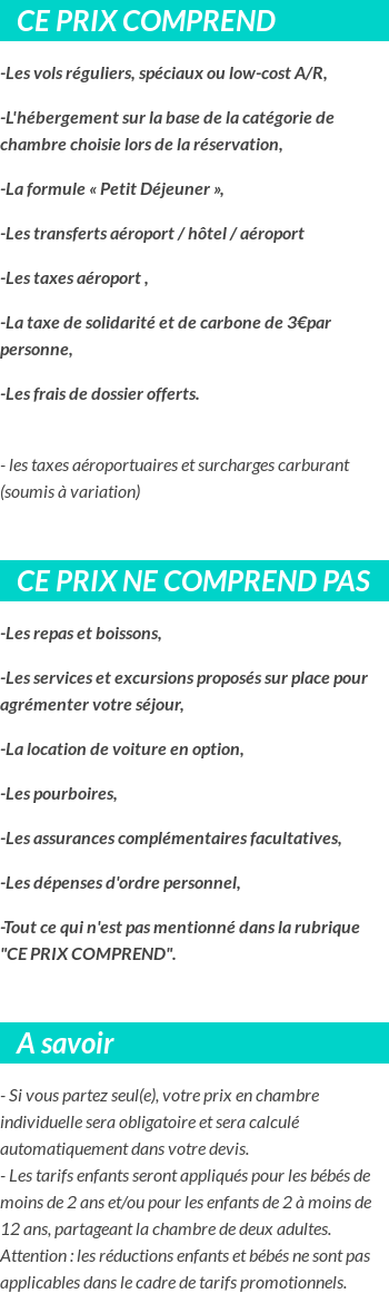 Conditions tarifaires