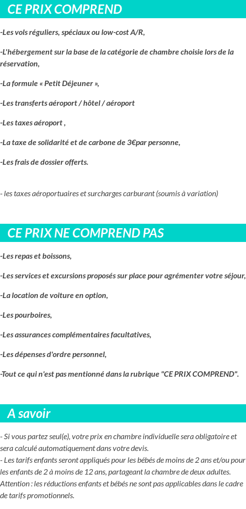 Conditions tarifaires