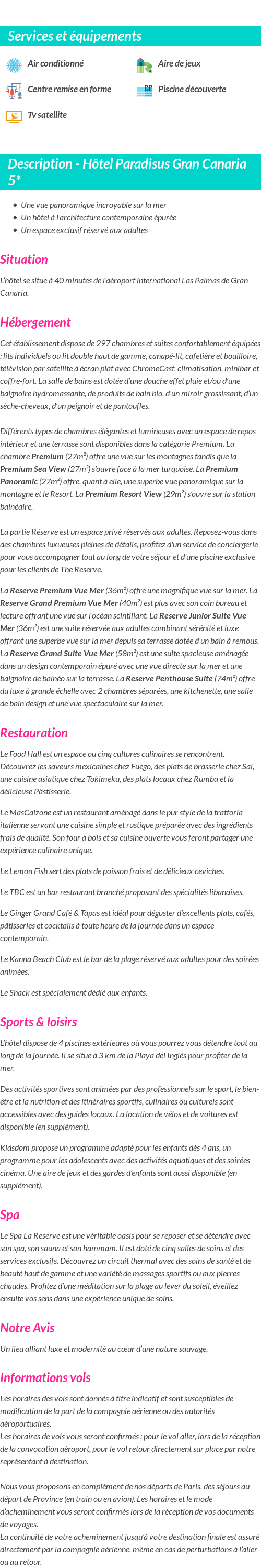 Détails du séjour