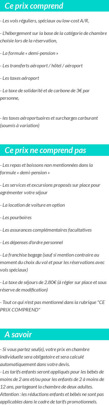 Conditions tarifaires