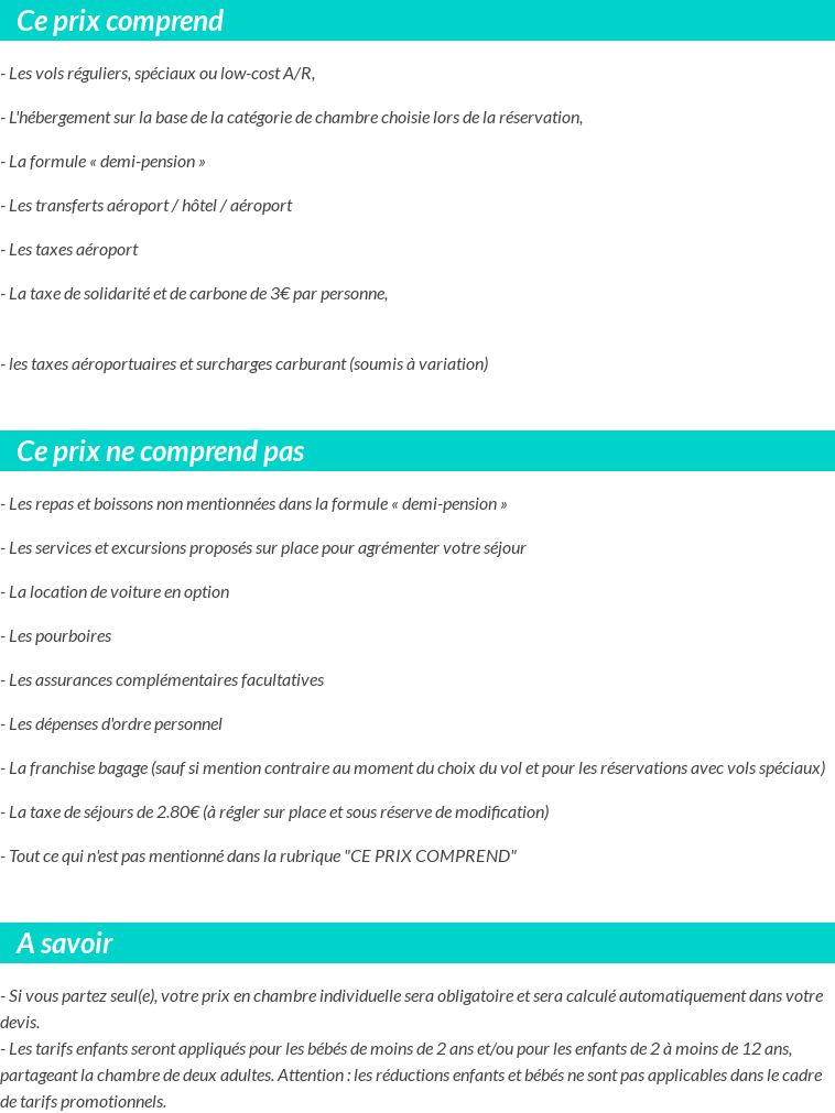 Conditions tarifaires