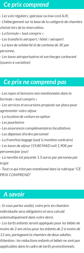 Conditions tarifaires