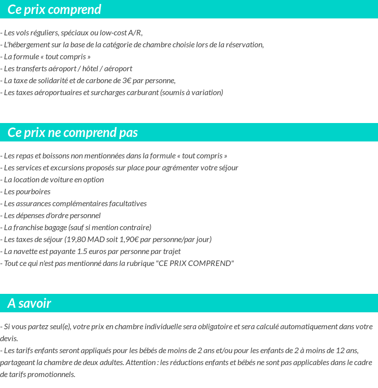 Conditions tarifaires