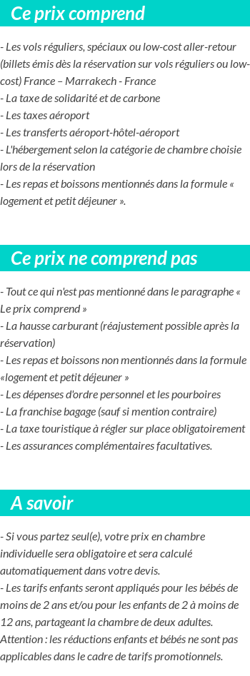 Conditions tarifaires