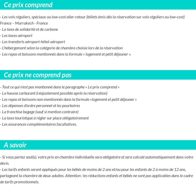 Conditions tarifaires