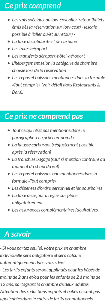 Conditions tarifaires