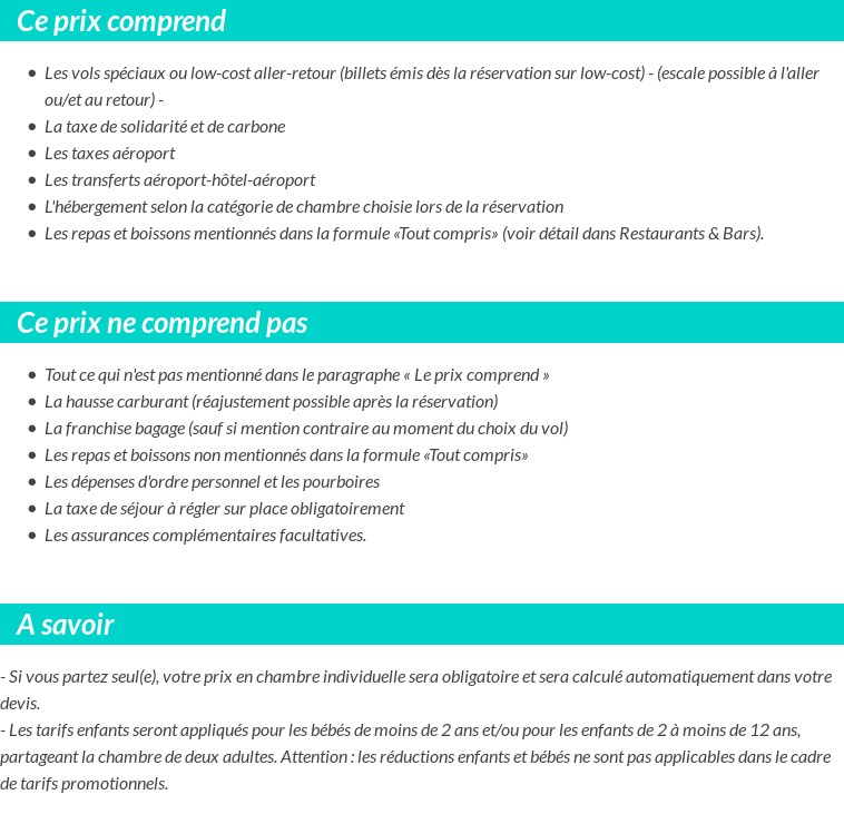 Conditions tarifaires