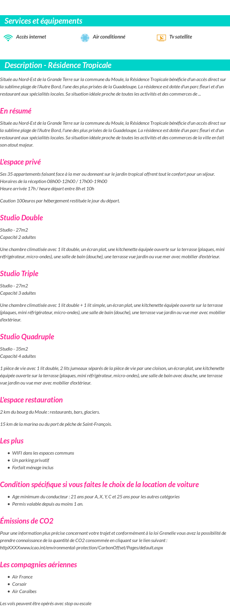 Détails du séjour