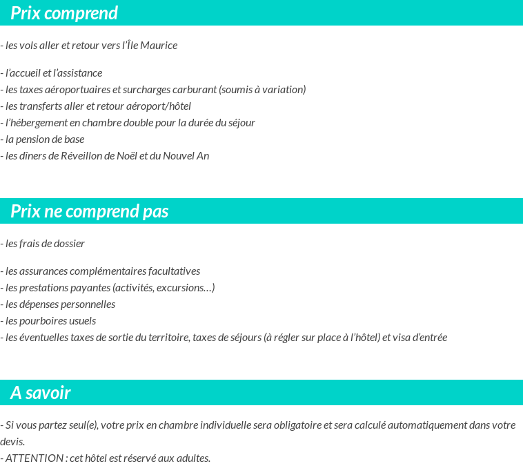 Conditions tarifaires