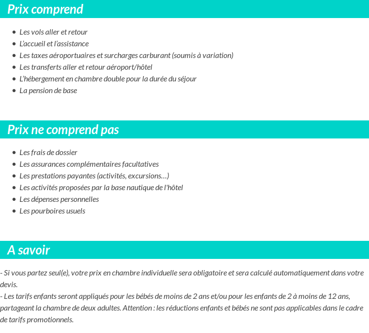Conditions tarifaires