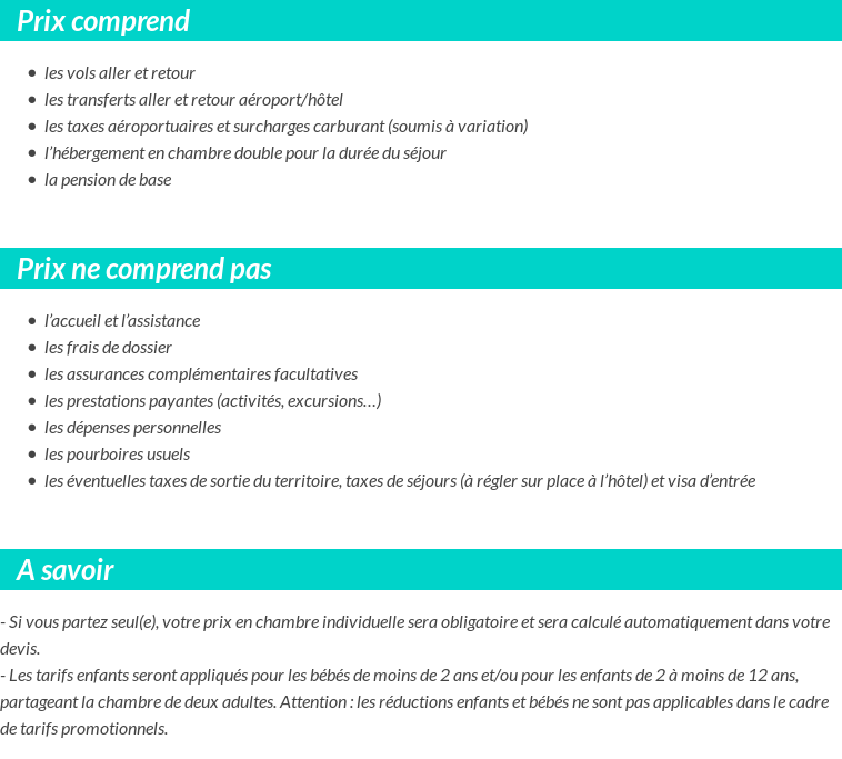 Conditions tarifaires