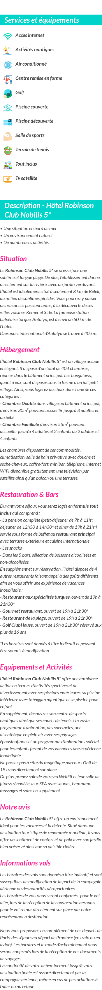 Détails du séjour