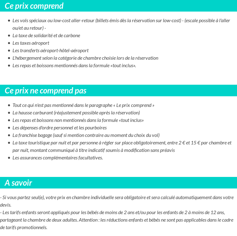 Conditions tarifaires