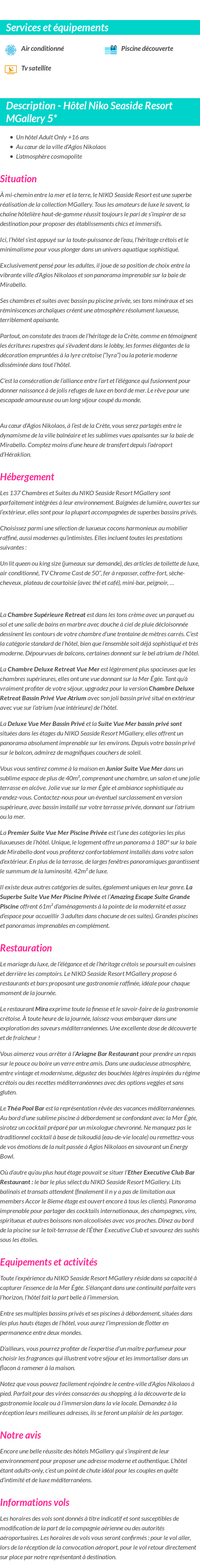 Détails du séjour
