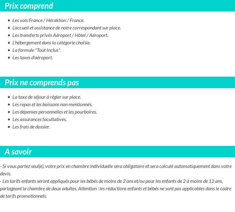 Conditions tarifaires