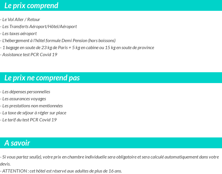 Conditions tarifaires
