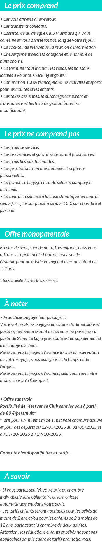 Conditions tarifaires