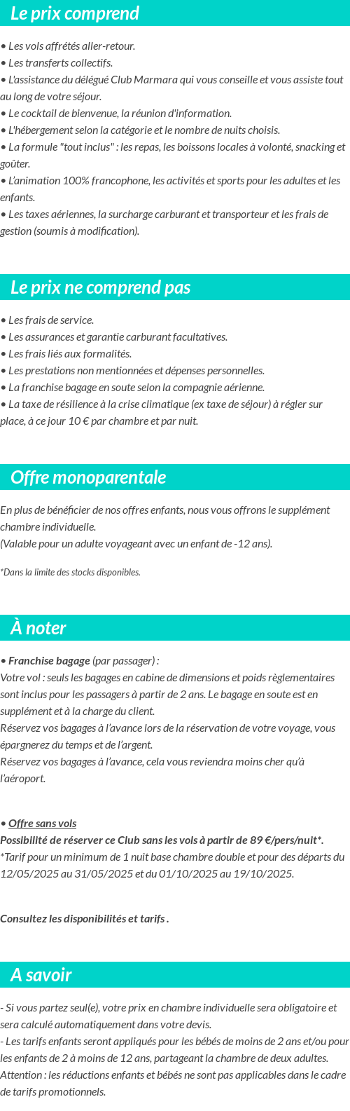 Conditions tarifaires
