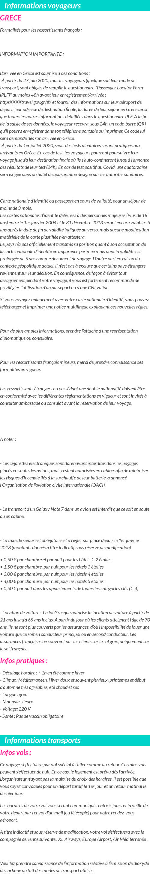 Formalités et infos voyageurs