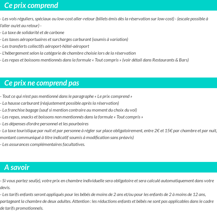 Conditions tarifaires