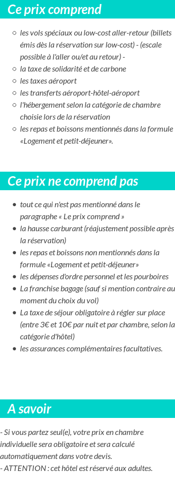 Conditions tarifaires