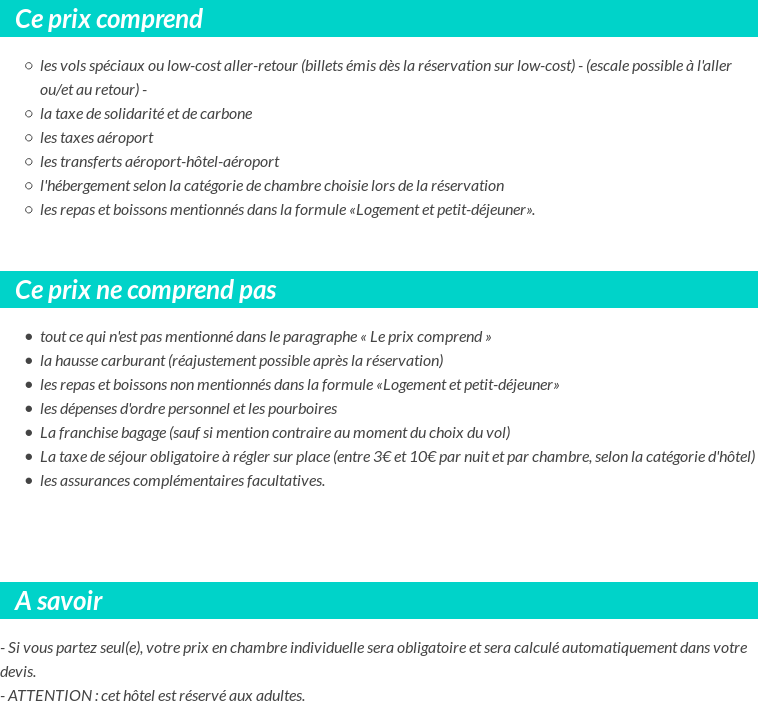 Conditions tarifaires