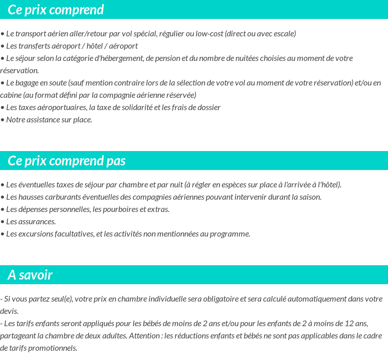 Conditions tarifaires