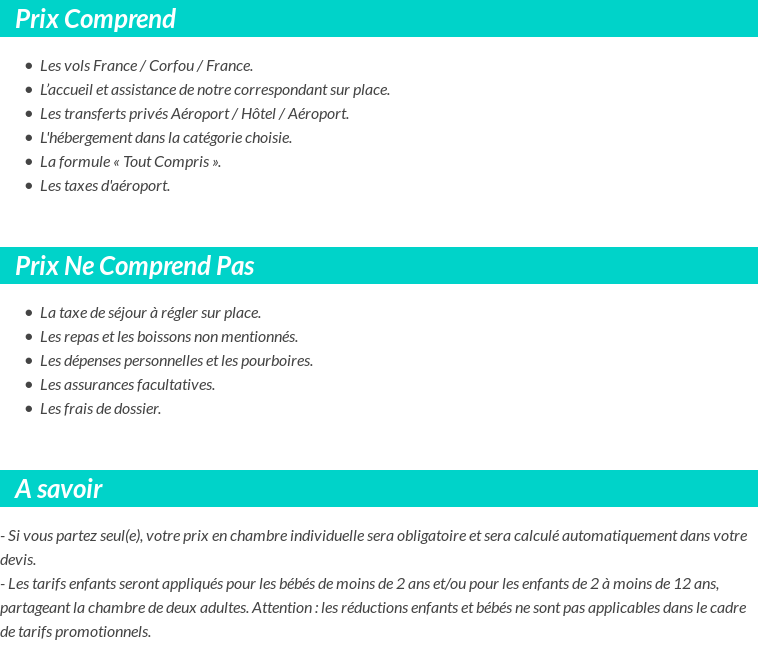 Conditions tarifaires
