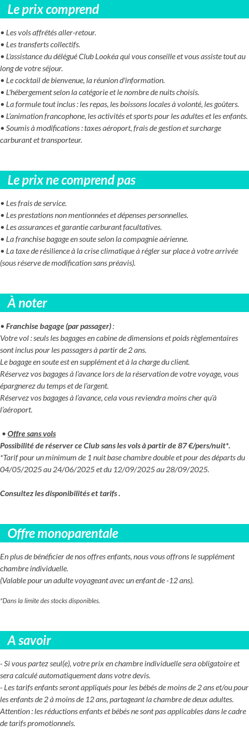 Conditions tarifaires