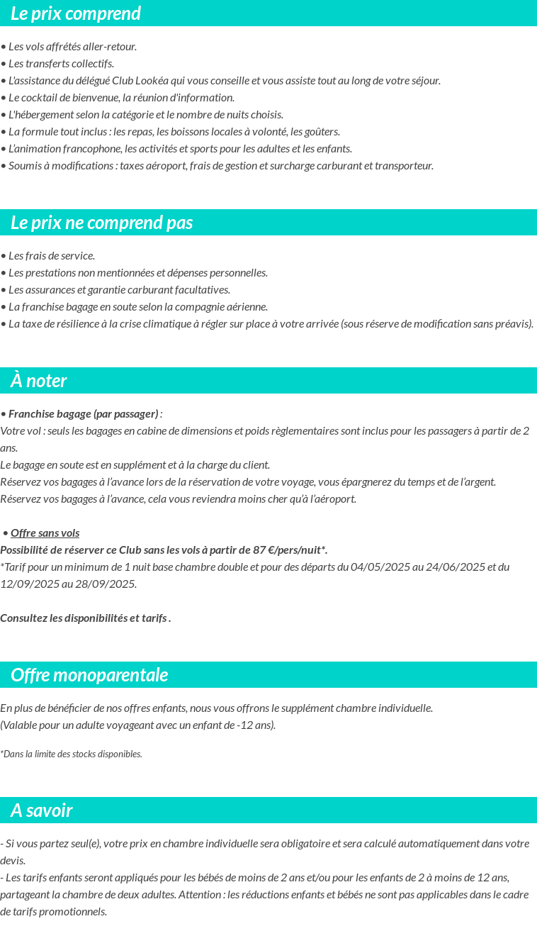 Conditions tarifaires