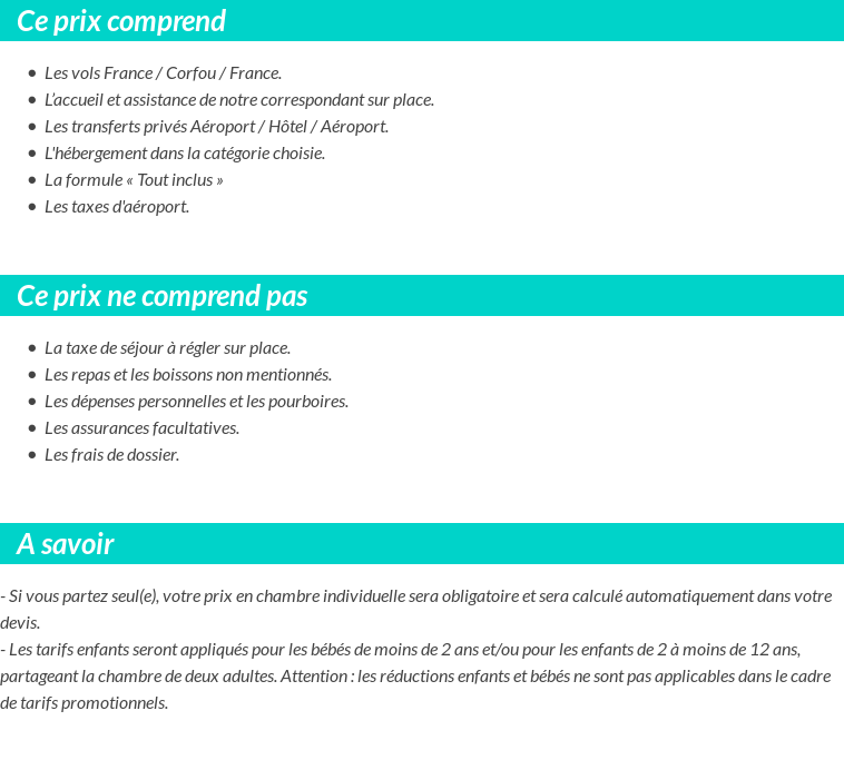 Conditions tarifaires