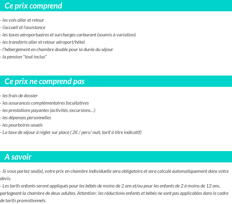 Conditions tarifaires