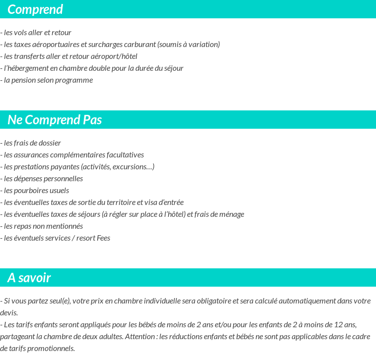 Conditions tarifaires