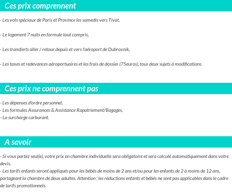 Conditions tarifaires