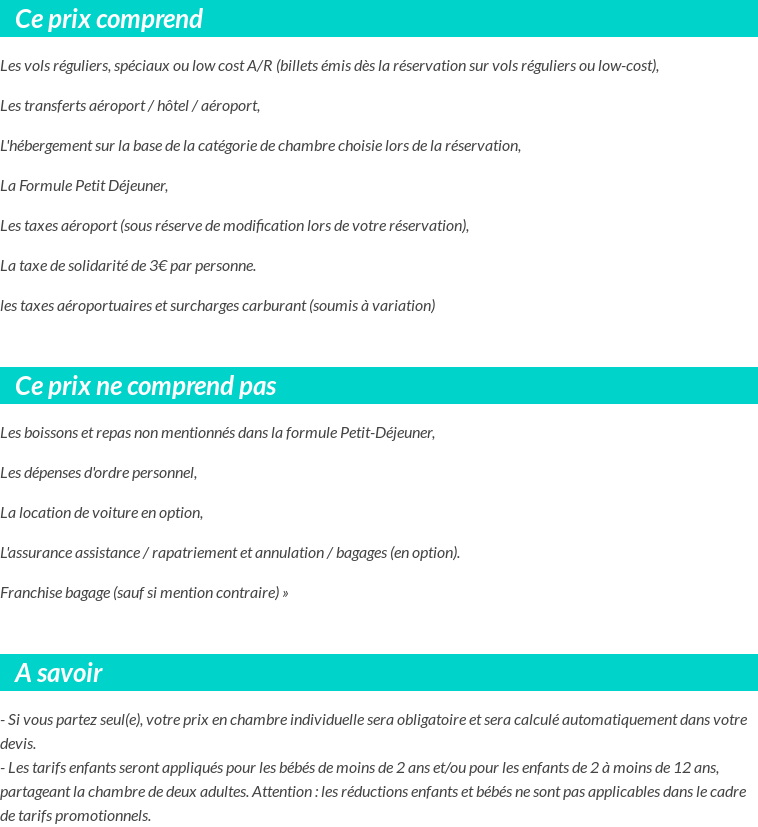 Conditions tarifaires