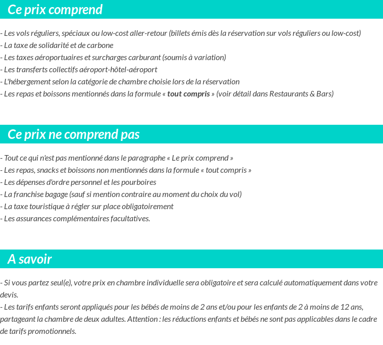 Conditions tarifaires