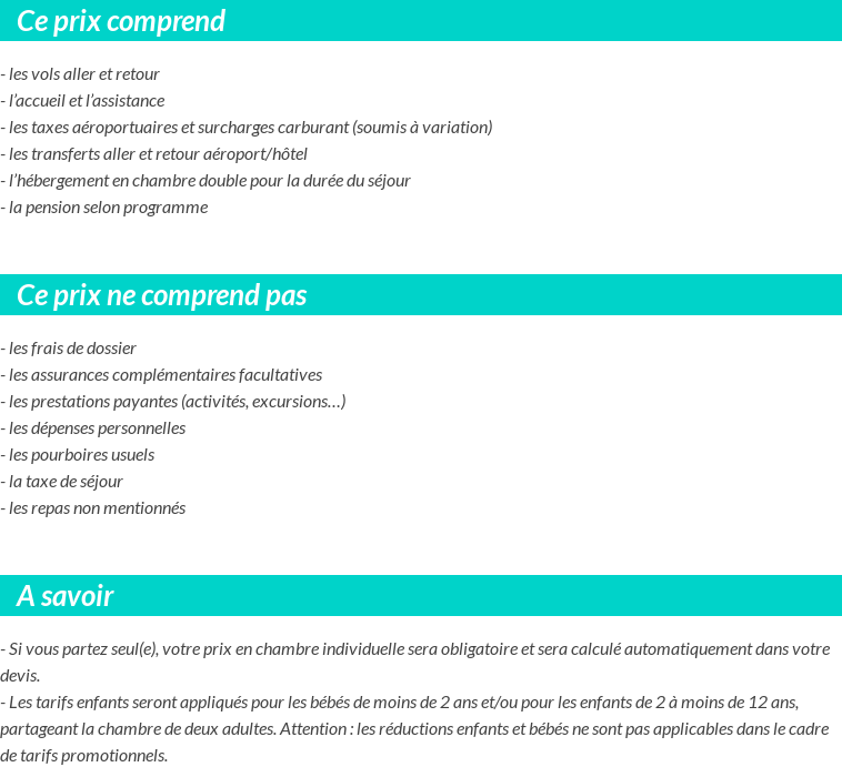 Conditions tarifaires